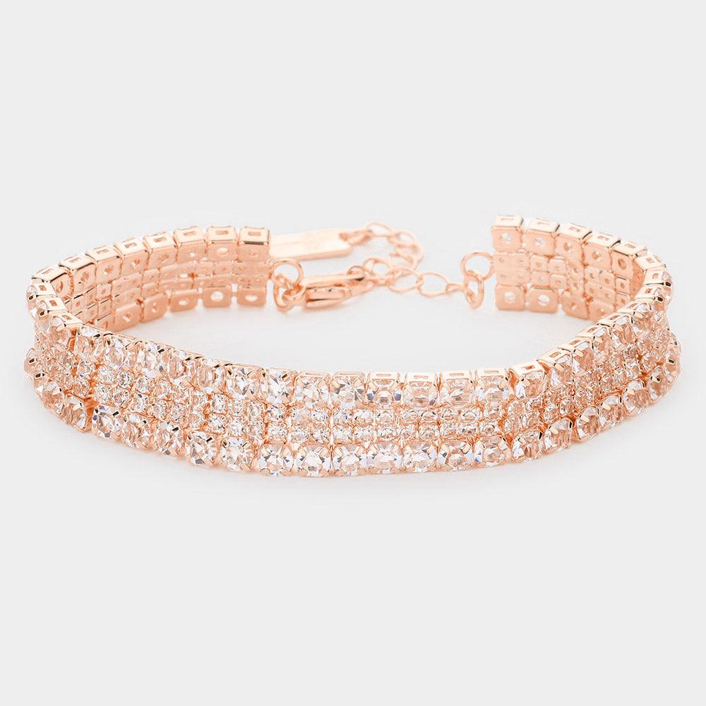 Rose Gold Rhinestone Evening Bracelet