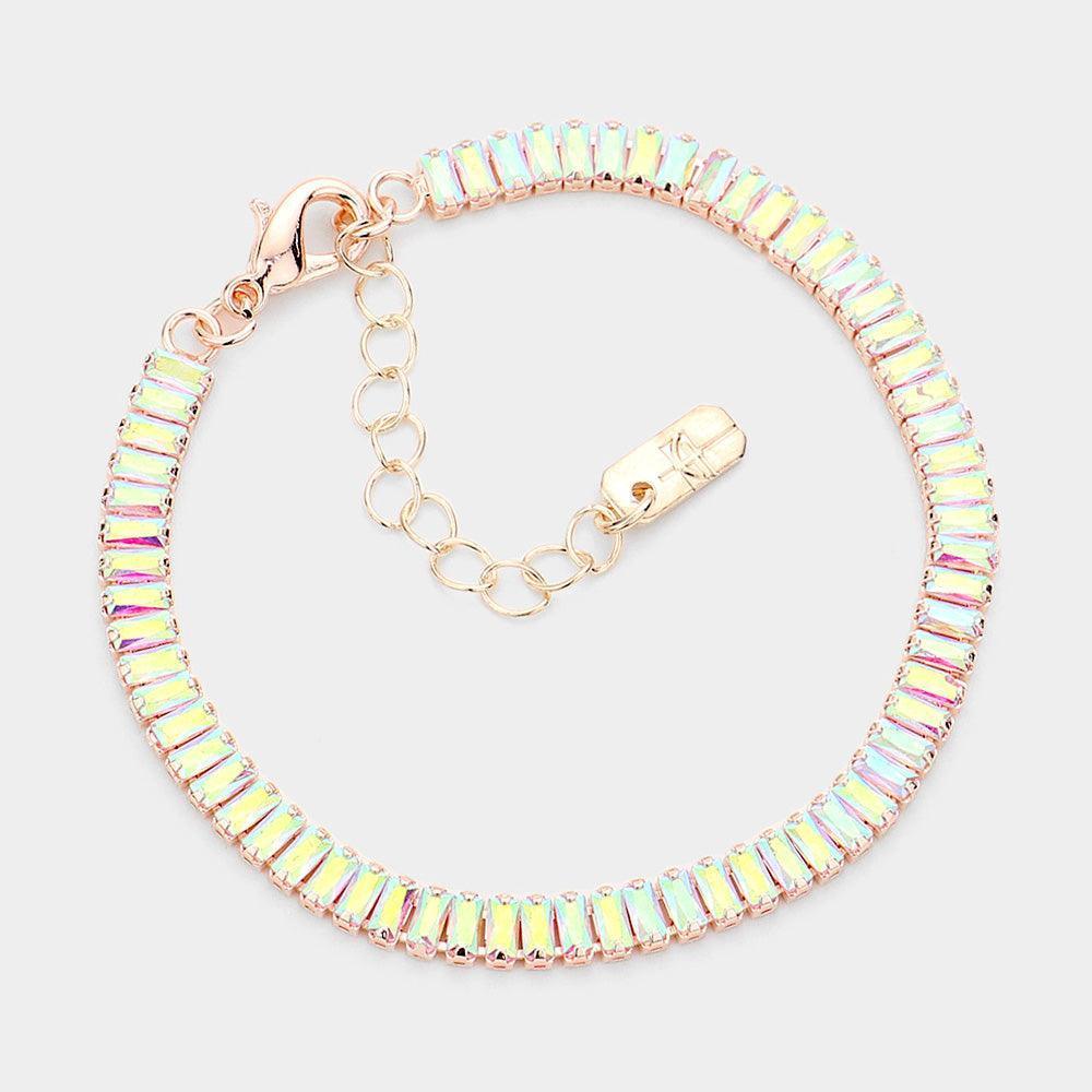 Rose Gold Rectangle Stone Cluster Evening Bracelet - Jewelry Store by Erik Rayo