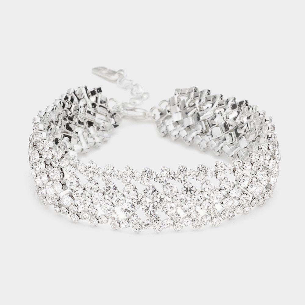 Silver Bubble Stone Evening Bracelet