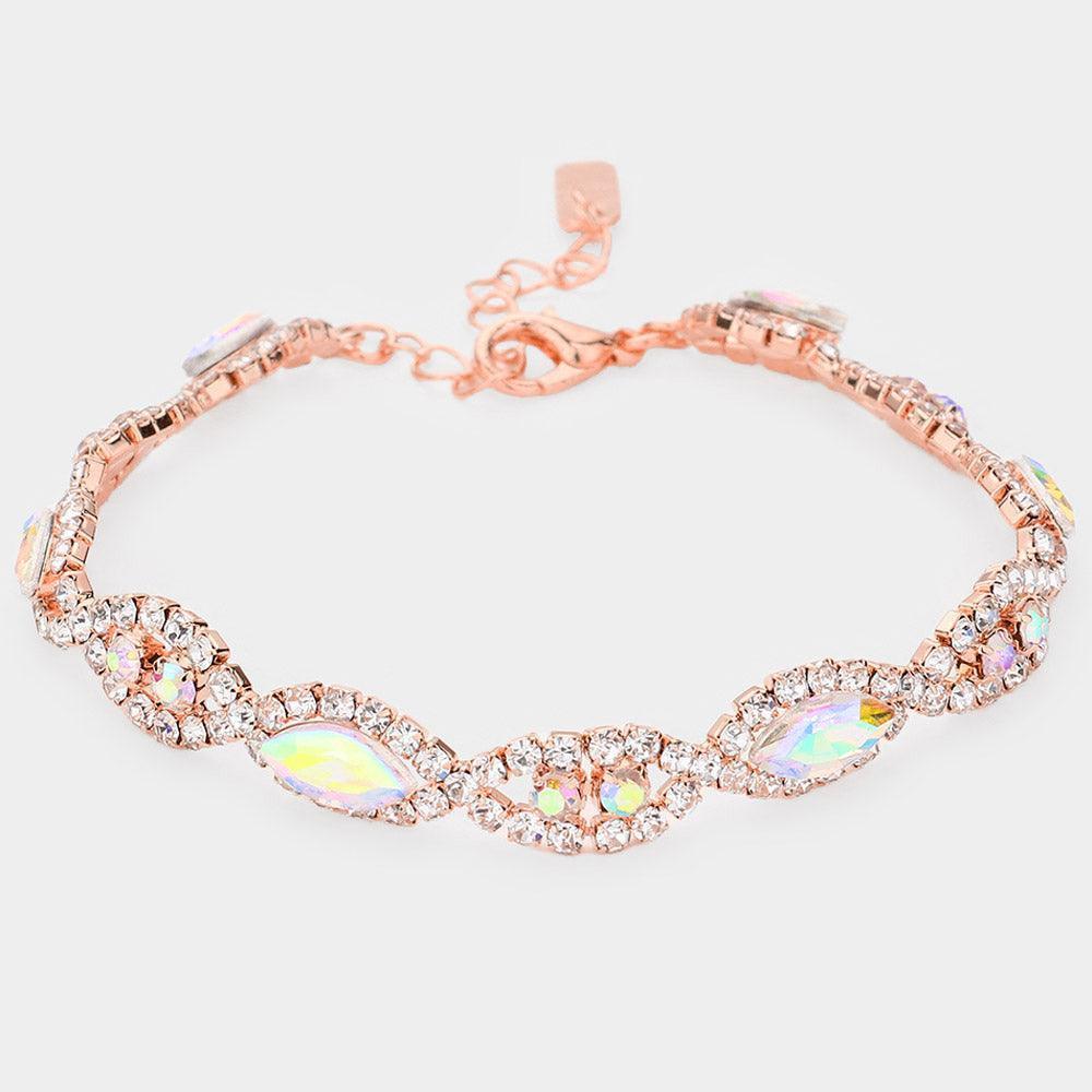Rose Gold Oval Stone Accented Evening Bracelet - Jewelry Store by Erik Rayo