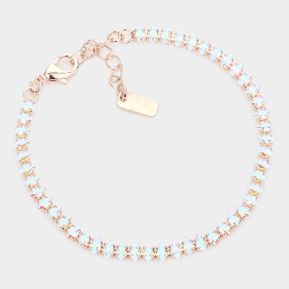 Rose Gold Marquise Crystal Rhinestone Evening Bracelet - Jewelry Store by Erik Rayo