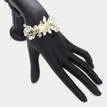 Load image into Gallery viewer, Gold Stone Bead Embellished Leaf Evening Bracelet

