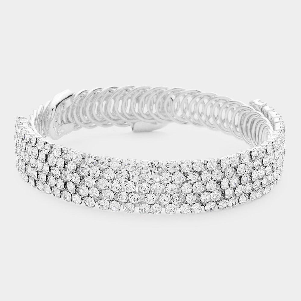 Silver Rhinestone Pave Evening Bracelet