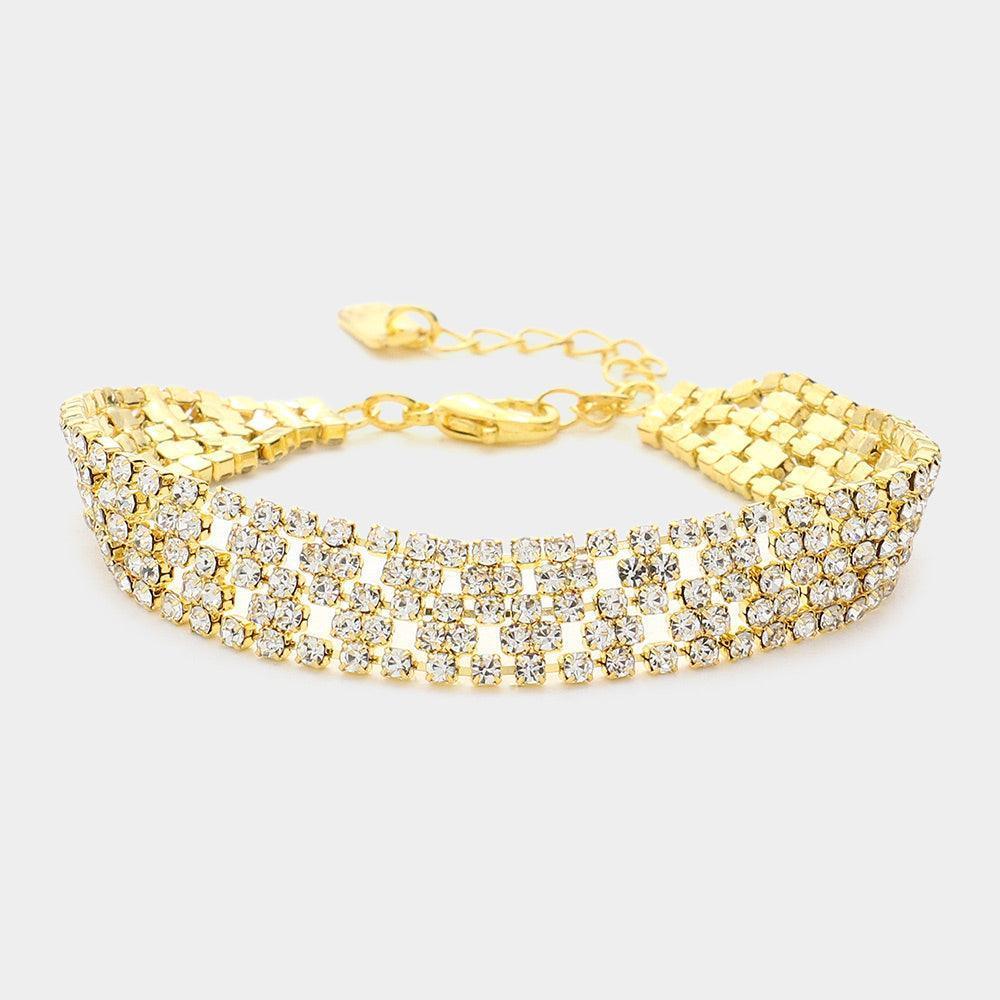 Gold Rhinestone Pave Evening Bracelet - Jewelry Store by Erik Rayo