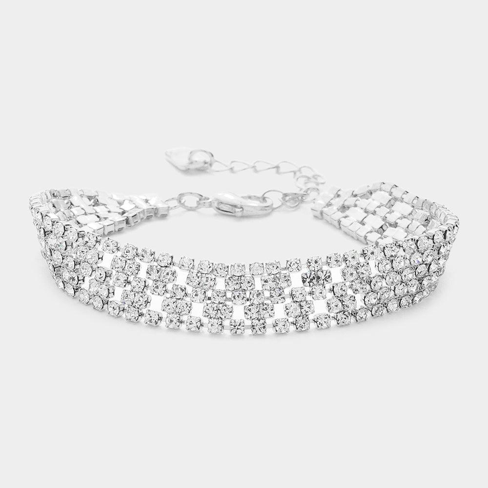 Silver Rhinestone Pave Evening Bracelet