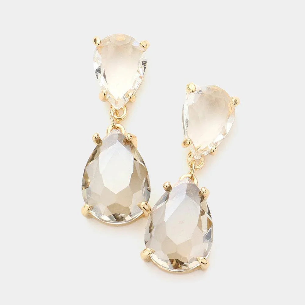 Black Double Teardrop Link Dangle Evening Earrings - Jewelry Store by Erik Rayo