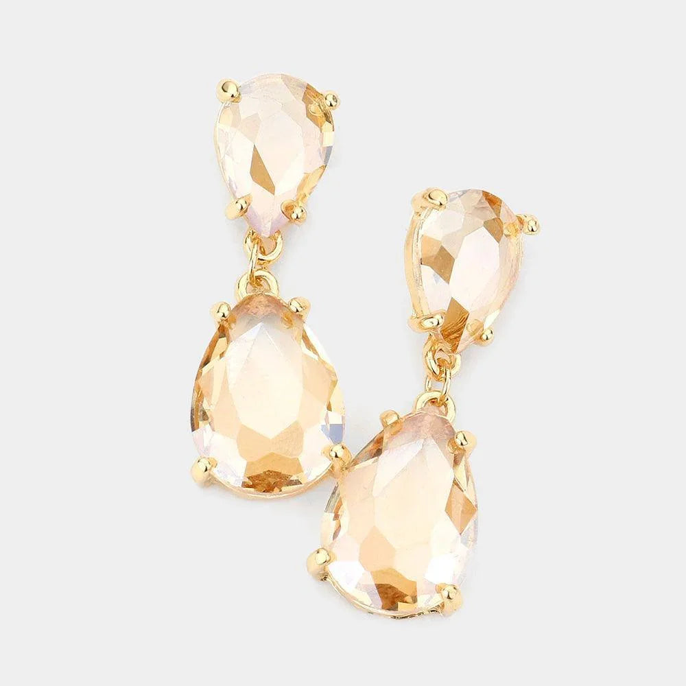 Double Teardrop Link Dangle Evening Earrings - Jewelry Store by Erik Rayo