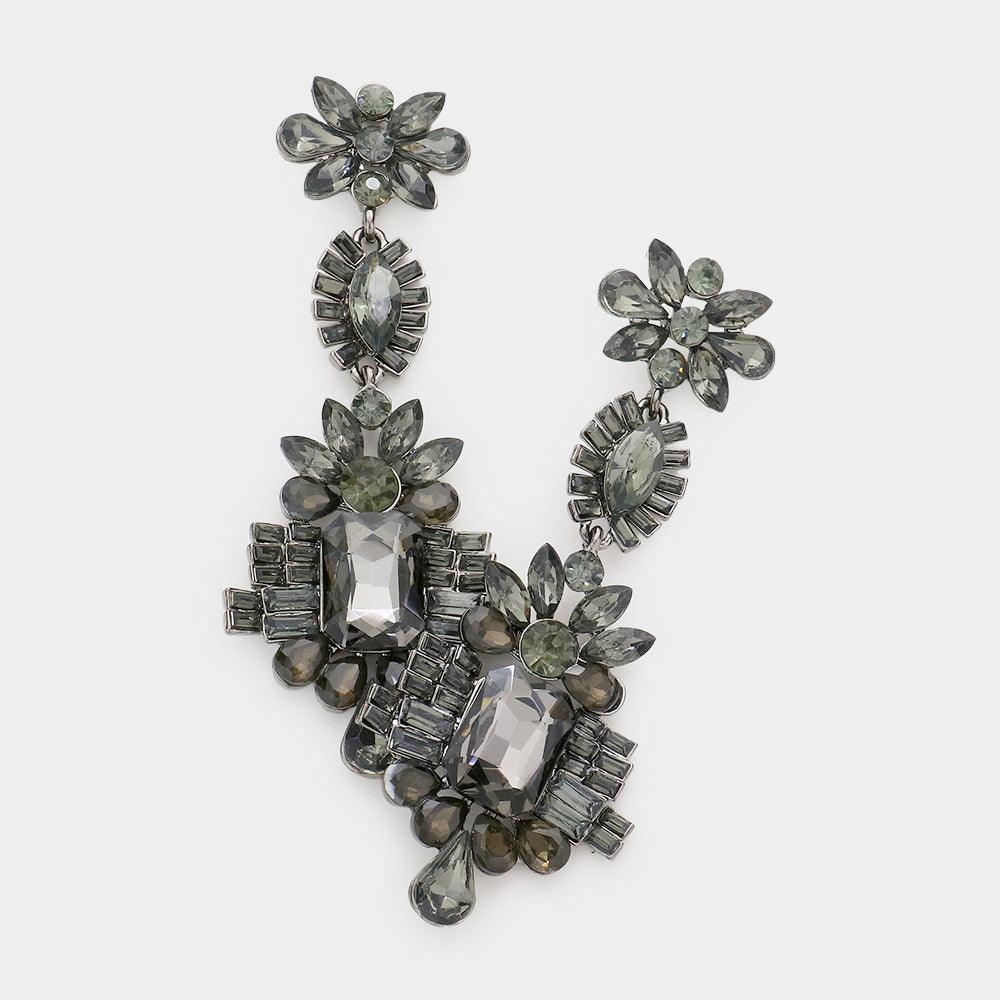 Black Multi Stone Cluster Dangle Evening Earrings - Jewelry Store by Erik Rayo