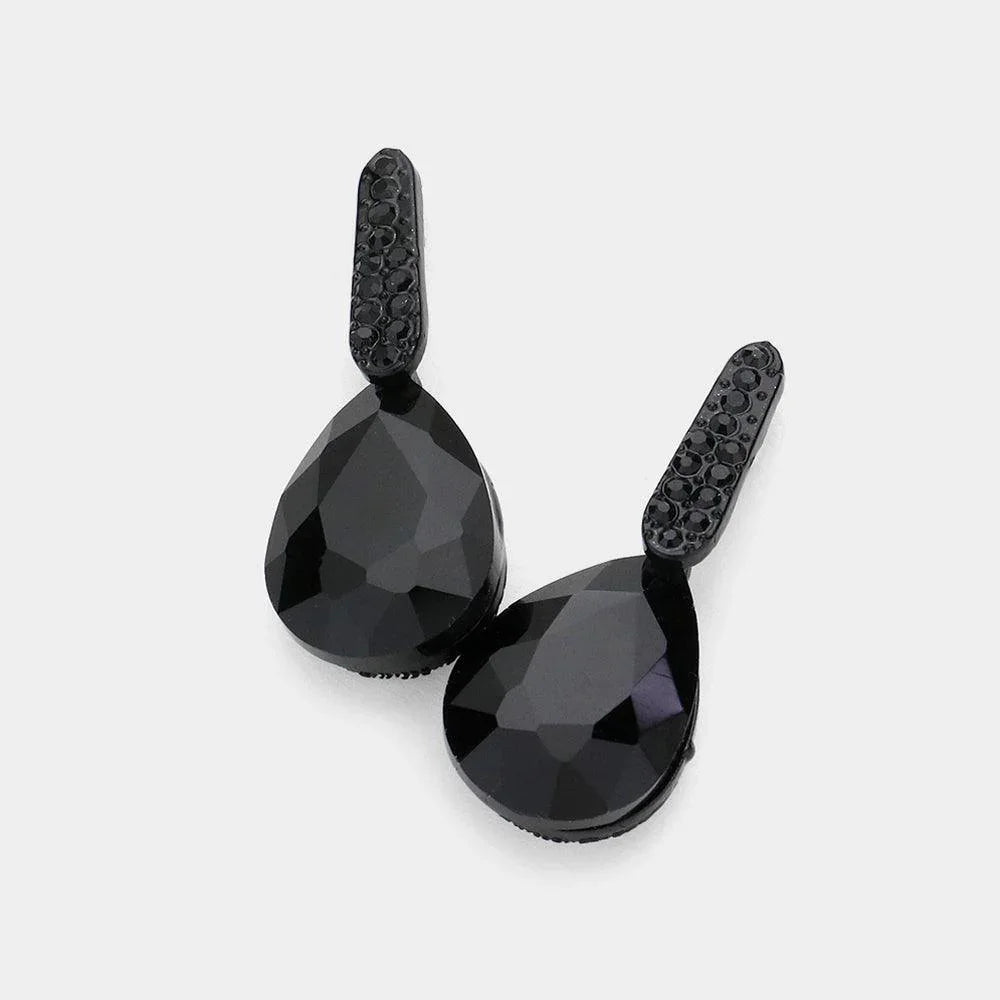 Black Teardrop Stone Evening Earrings - Jewelry Store by Erik Rayo