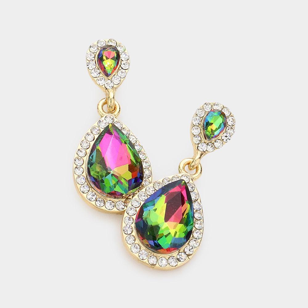 Double Teardrop Stone Evening Earrings - Jewelry Store by Erik Rayo