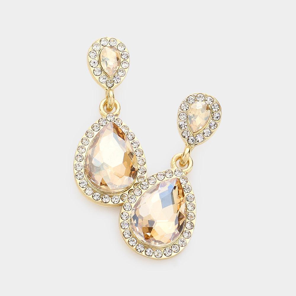 Double Teardrop Stone Evening Earrings - Jewelry Store by Erik Rayo