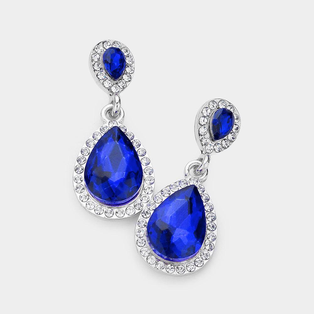 Double Teardrop Stone Evening Earrings - Jewelry Store by Erik Rayo