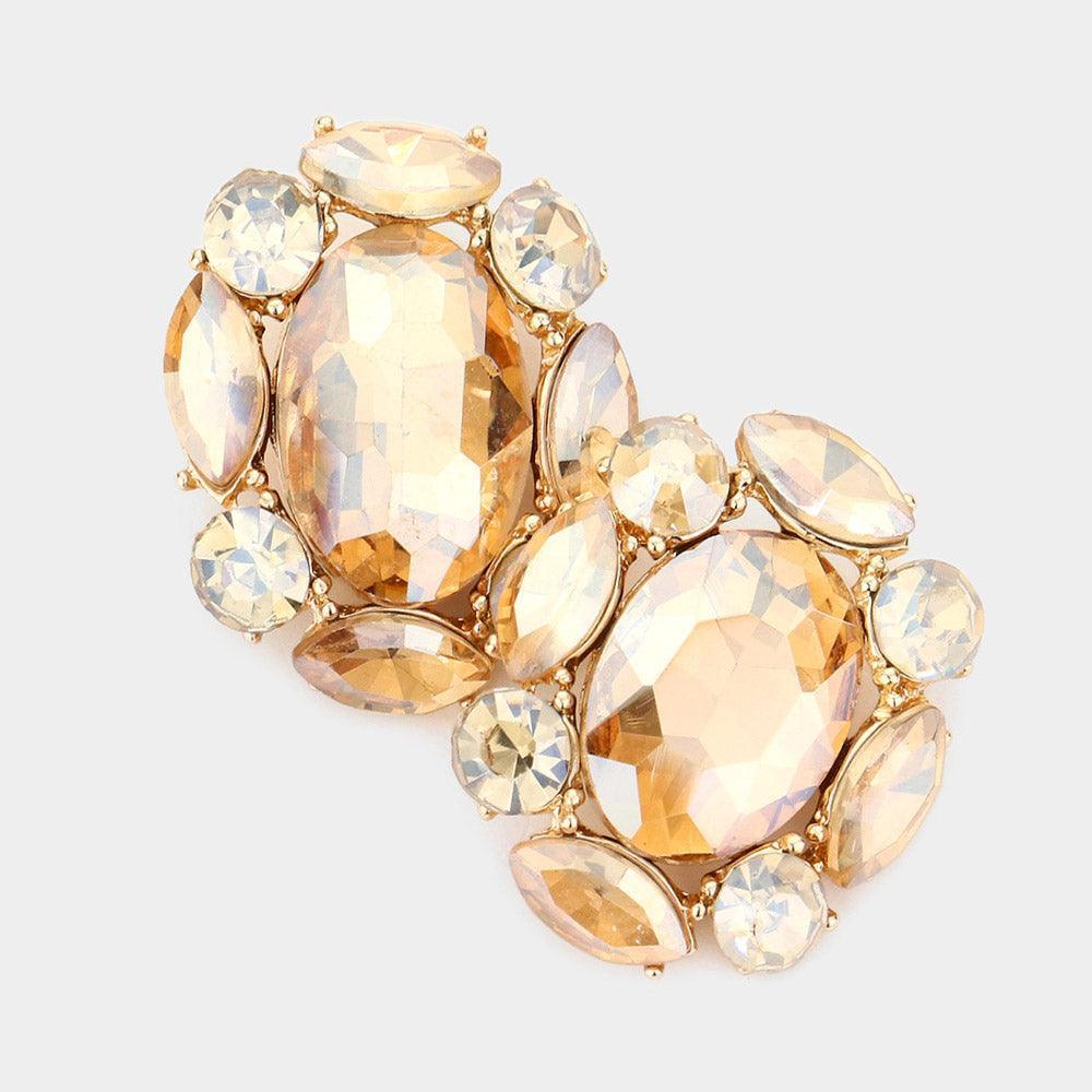 Multi Stone Cluster Oval Evening Earrings - Jewelry Store by Erik Rayo
