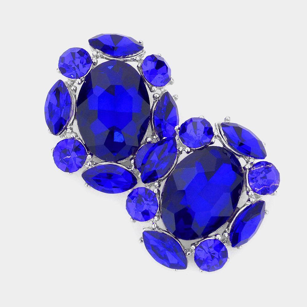 Multi Stone Cluster Oval Evening Earrings - Jewelry Store by Erik Rayo