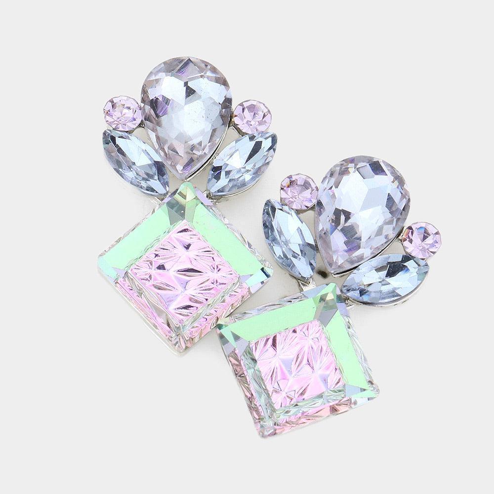 Violet Floral Multi Stone Evening Earrings - Jewelry Store by Erik Rayo