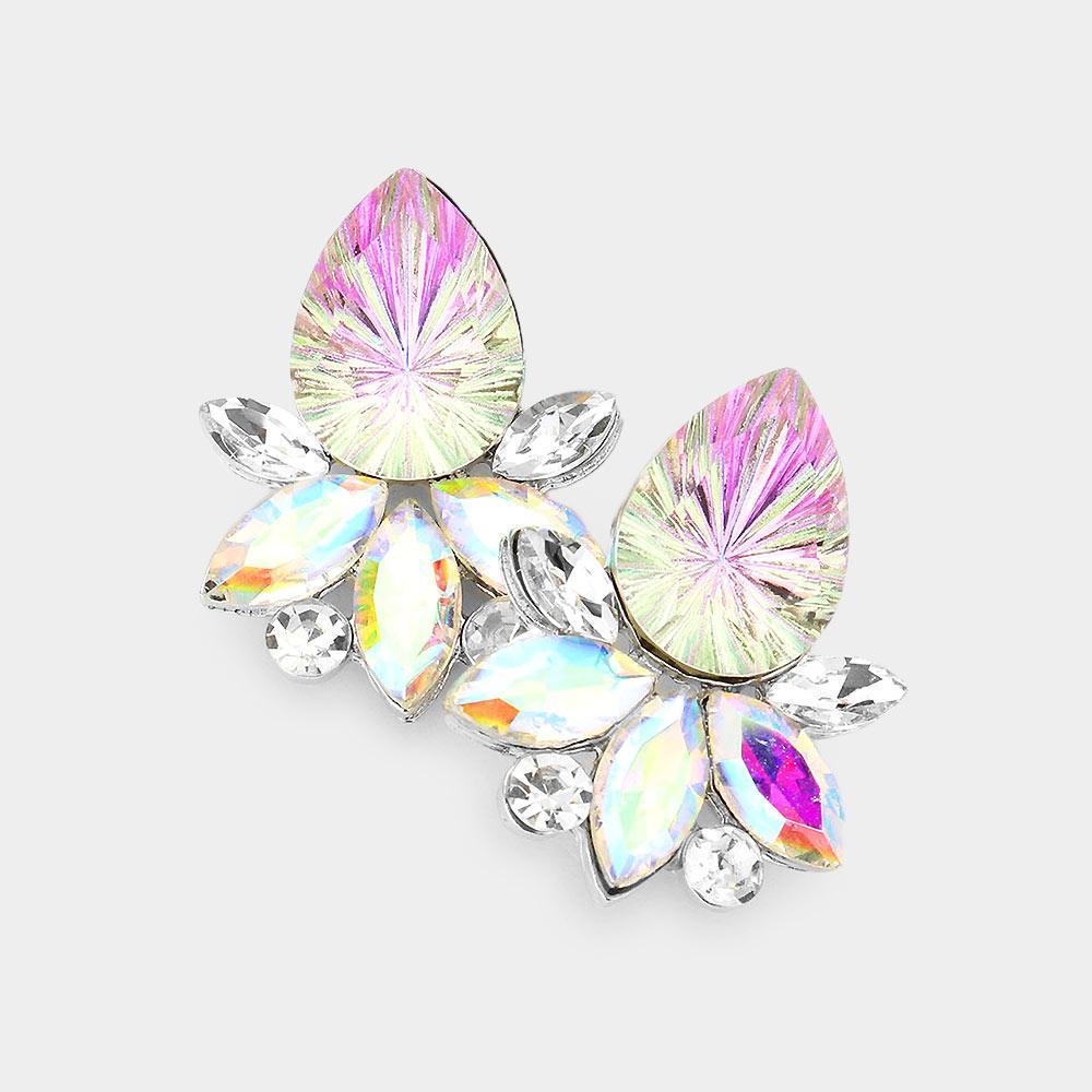 Violet Teardrop Stone Accented Marquise Stone Embellished Evening Earrings - Jewelry Store by Erik Rayo