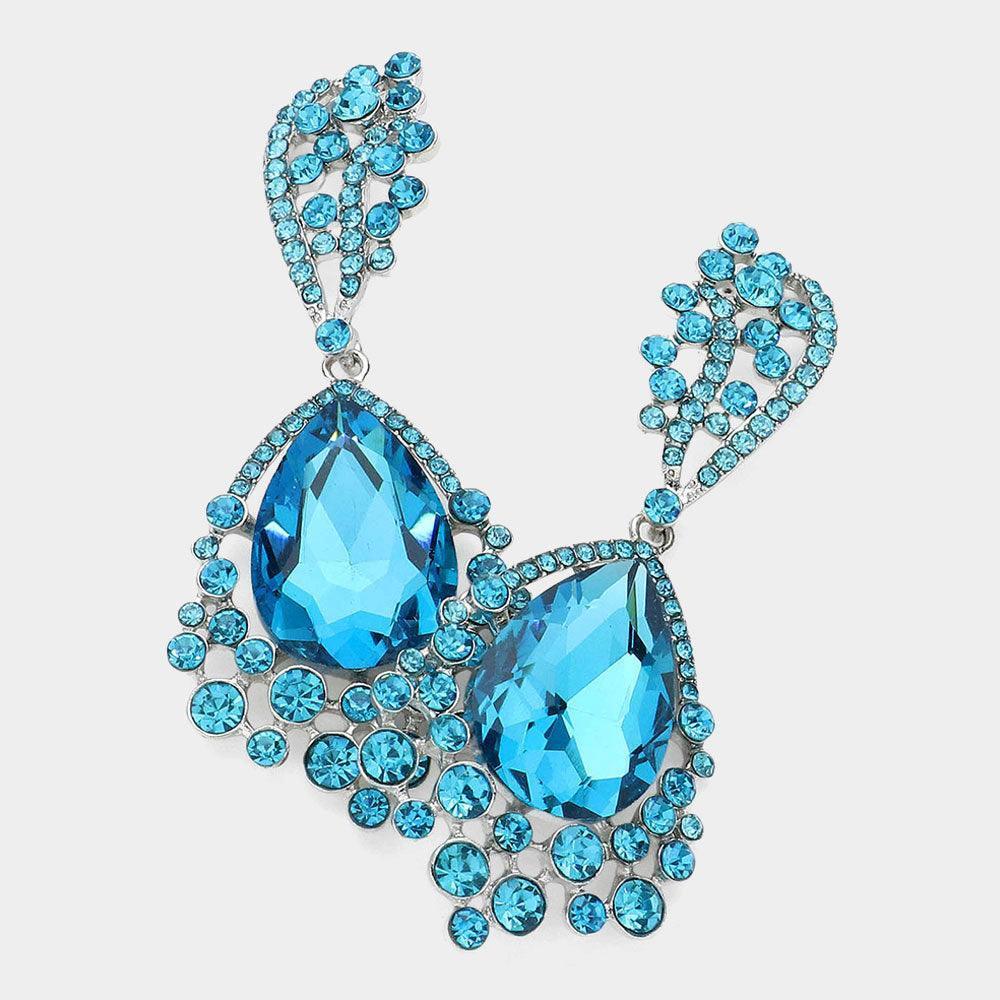 Chunky Crystal Rhinestone Teardrop Bubble Evening Earrings - Jewelry Store by Erik Rayo
