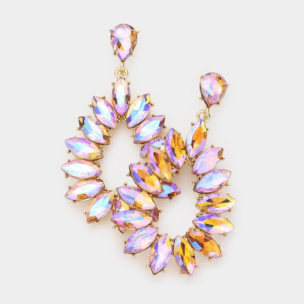 Marquise Stone Cluster Open Teardrop Dangle Evening Earrings - Jewelry Store by Erik Rayo