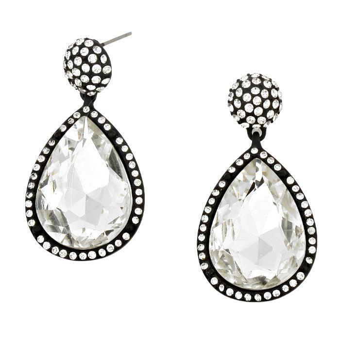 Clear Teardrop Crystal Rhinestone Evening Earrings - Jewelry Store by Erik Rayo