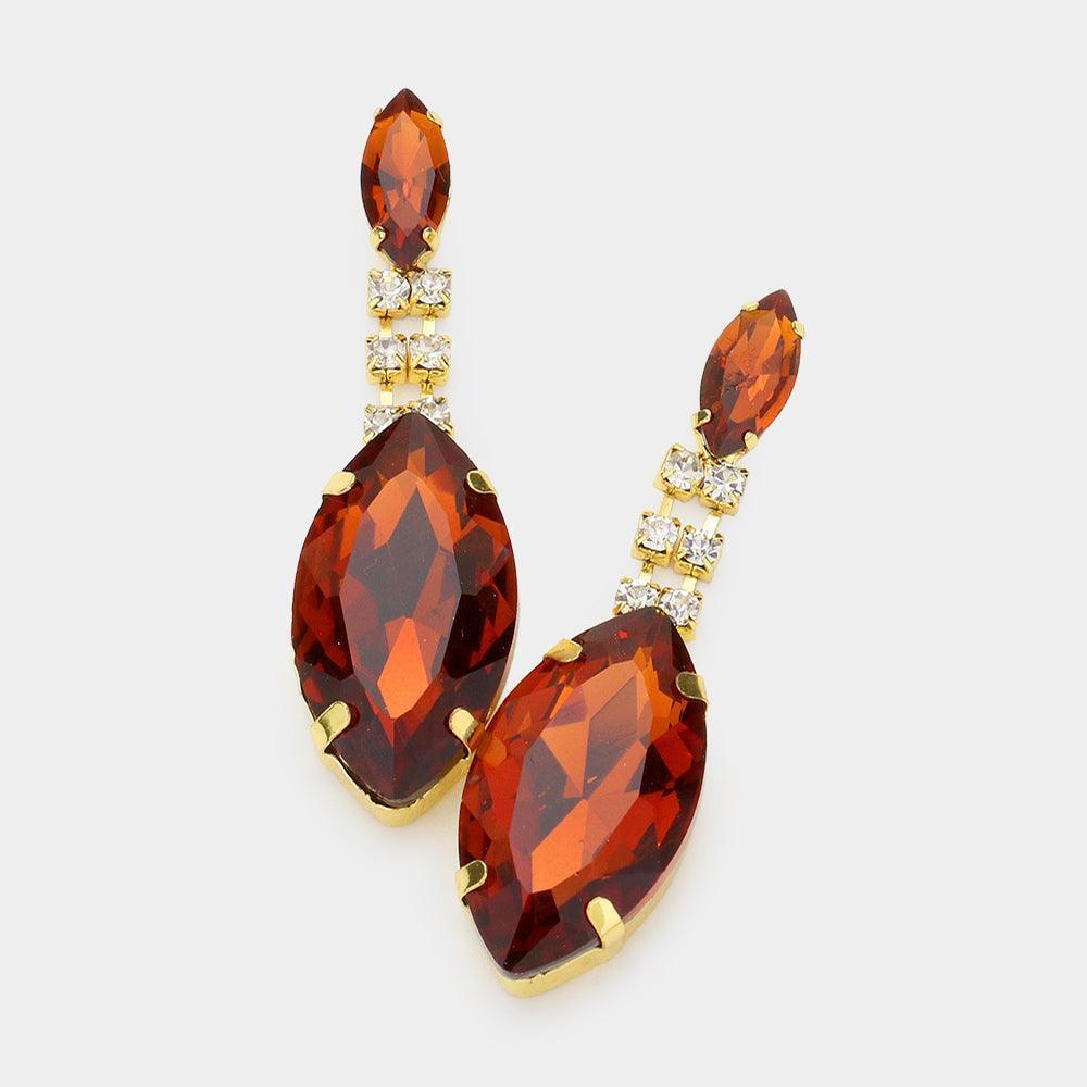 Brown Marquise Rhinestone Drop Evening Earrings - Jewelry Store by Erik Rayo