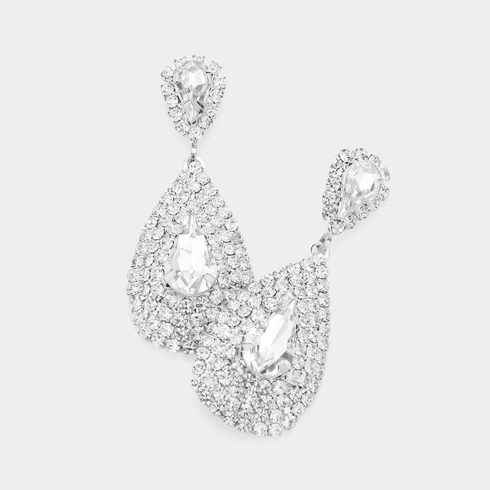 Teardrop Stone Pointed Cluster Dangle Evening Earrings - Jewelry Store by Erik Rayo