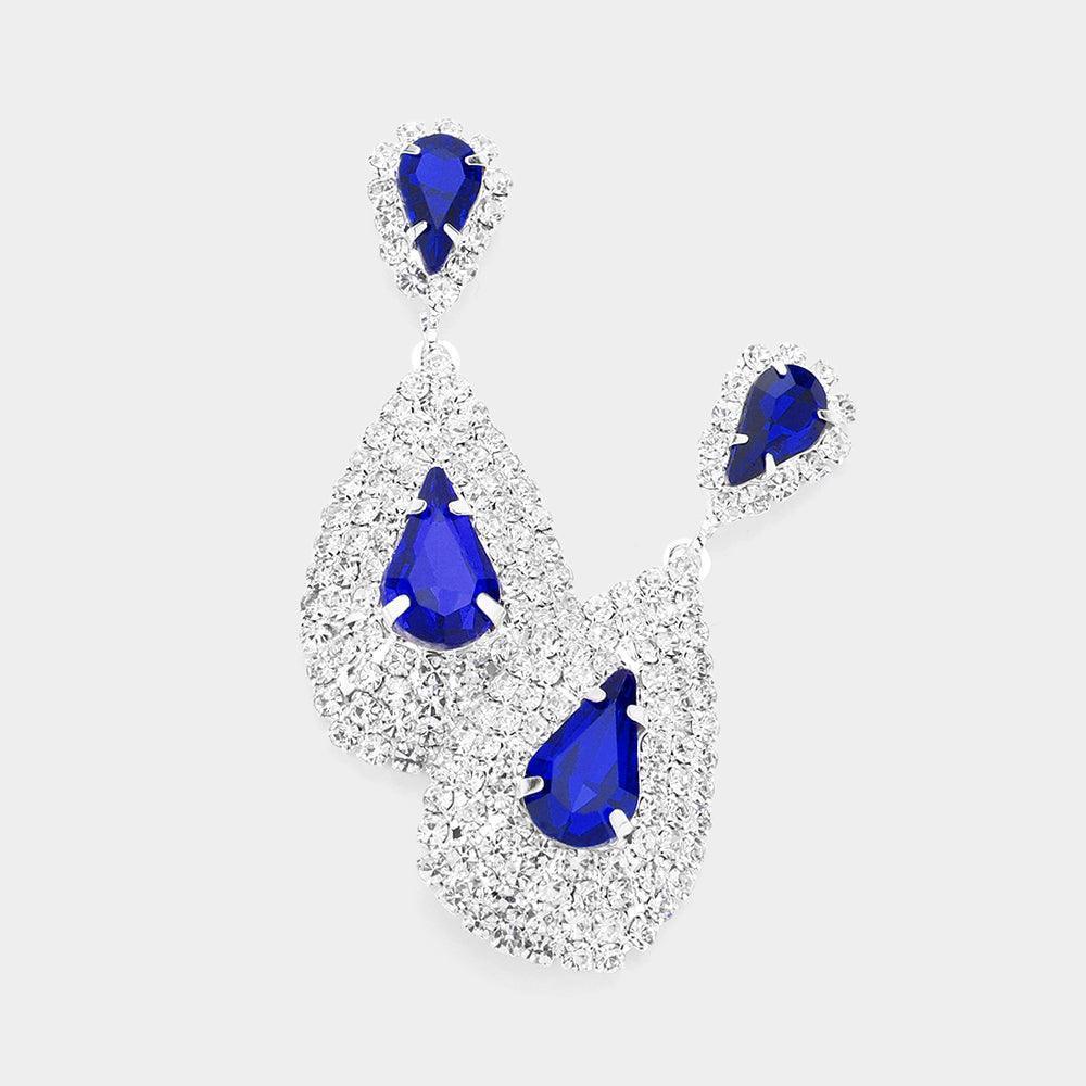 Teardrop Stone Pointed Cluster Dangle Evening Earrings - Jewelry Store by Erik Rayo