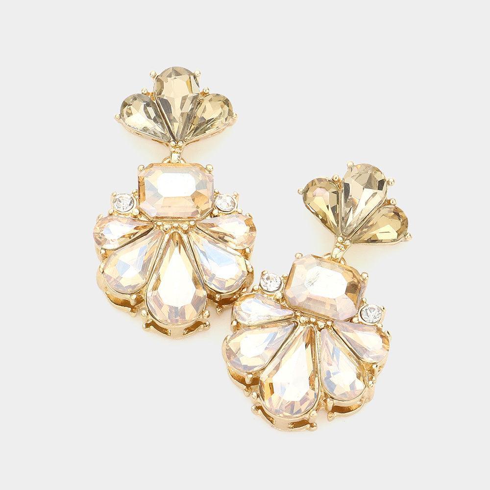 Floral Crystal Rhinestone Drop Evening Earrings - Jewelry Store by Erik Rayo