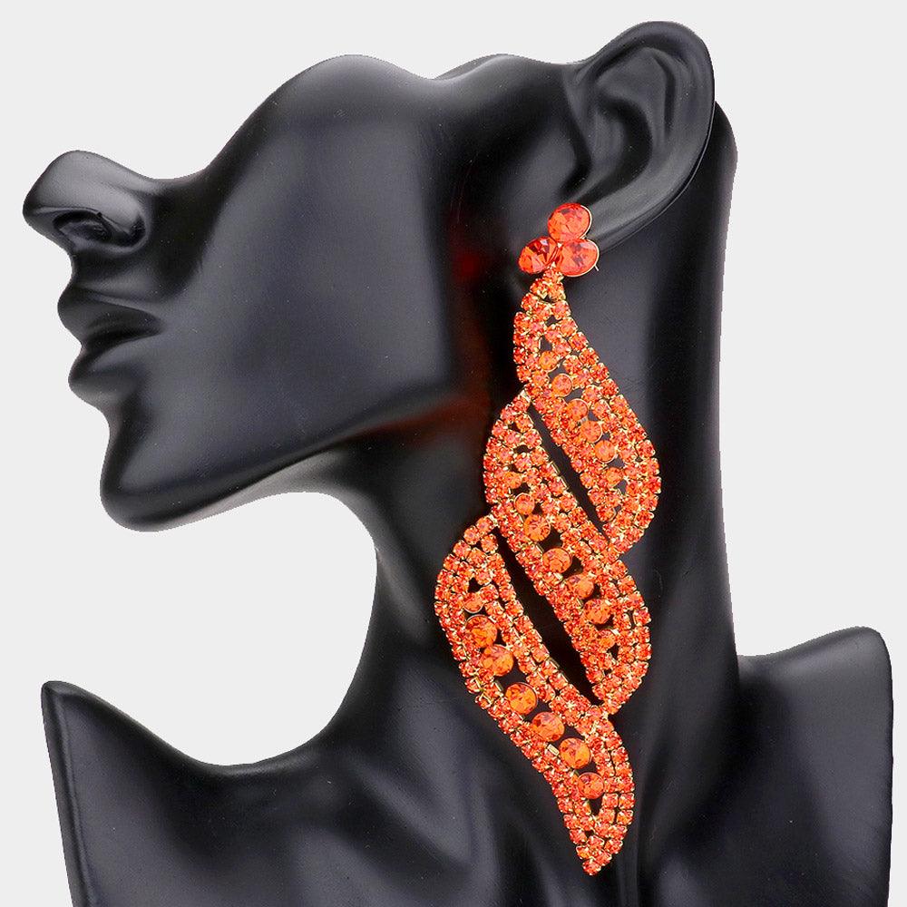 Oversized Pave Crystal Rhinestone Evening Earrings