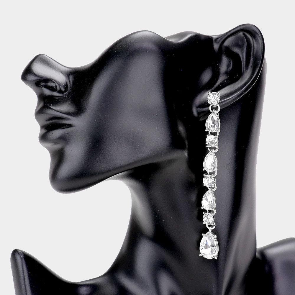 Round Teardrop Stone Link Evening Earrings - Jewelry Store by Erik Rayo