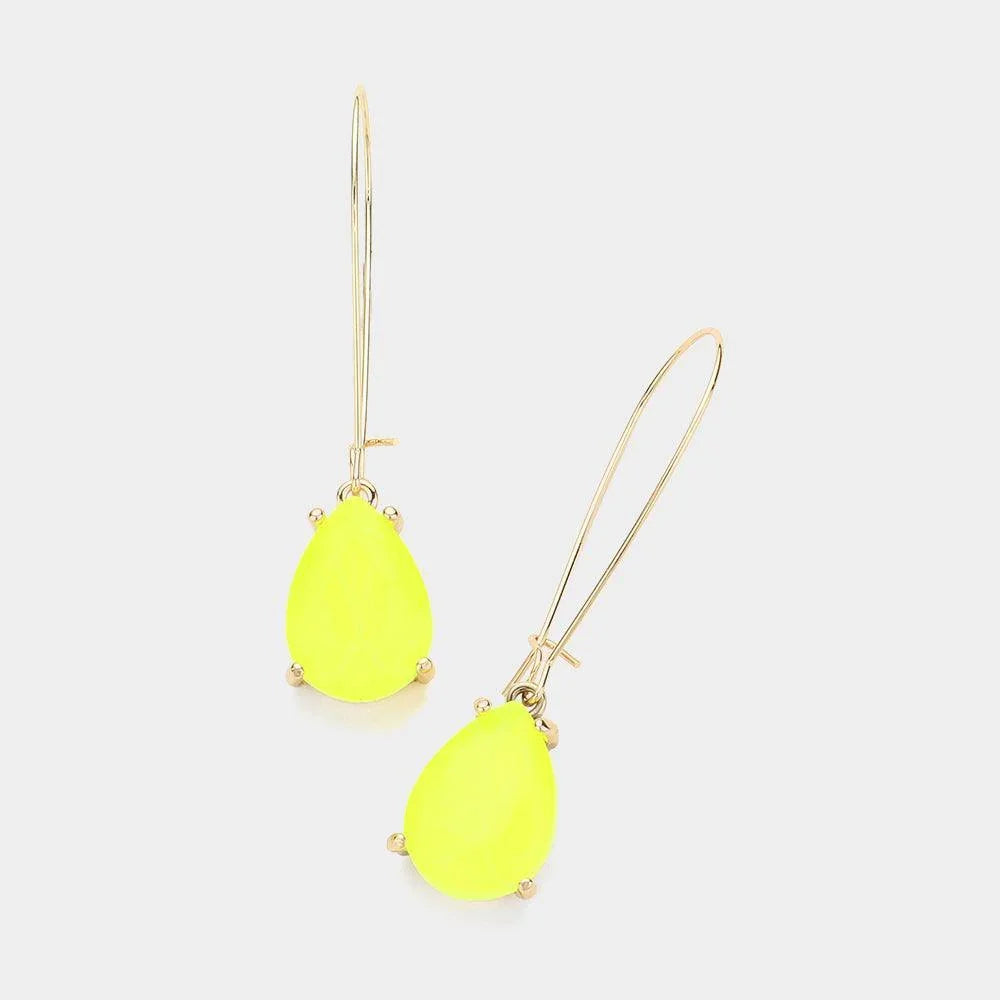 Yellow Teardrop Stone Dangle Evening Earrings - Jewelry Store by Erik Rayo