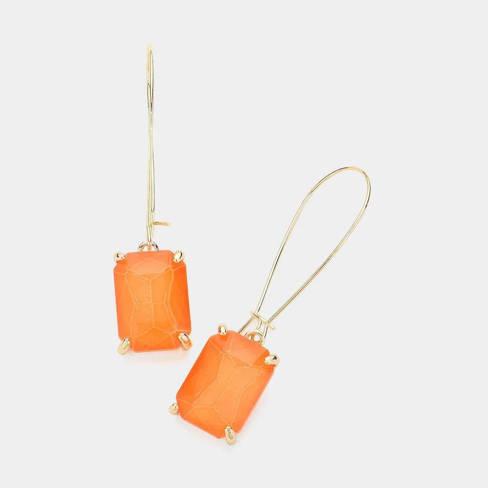 Emerald Cut Stone Dangle Evening Earrings - Jewelry Store by Erik Rayo