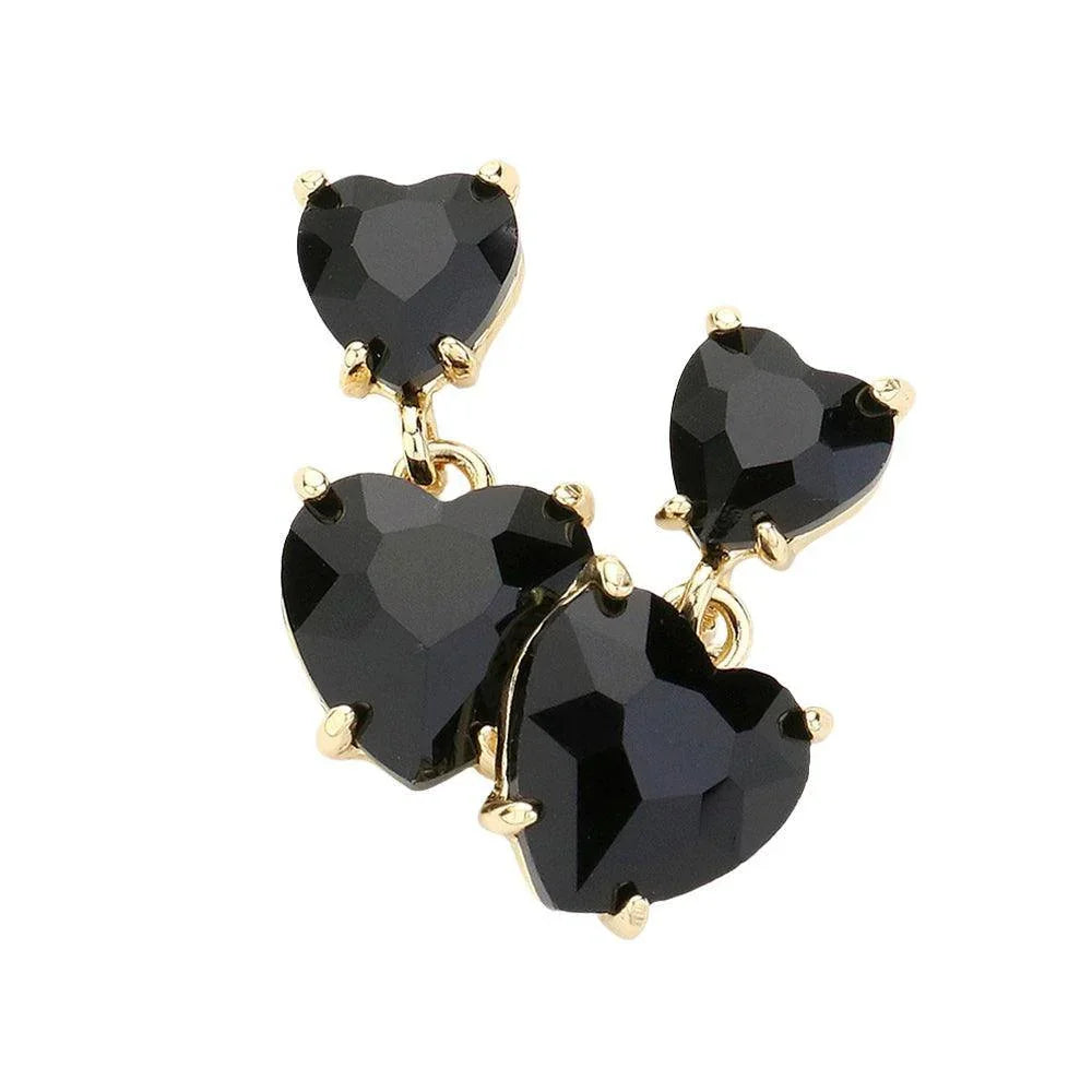 Black Heart Stone Cluster Dangle Earrings - Jewelry Store by Erik Rayo