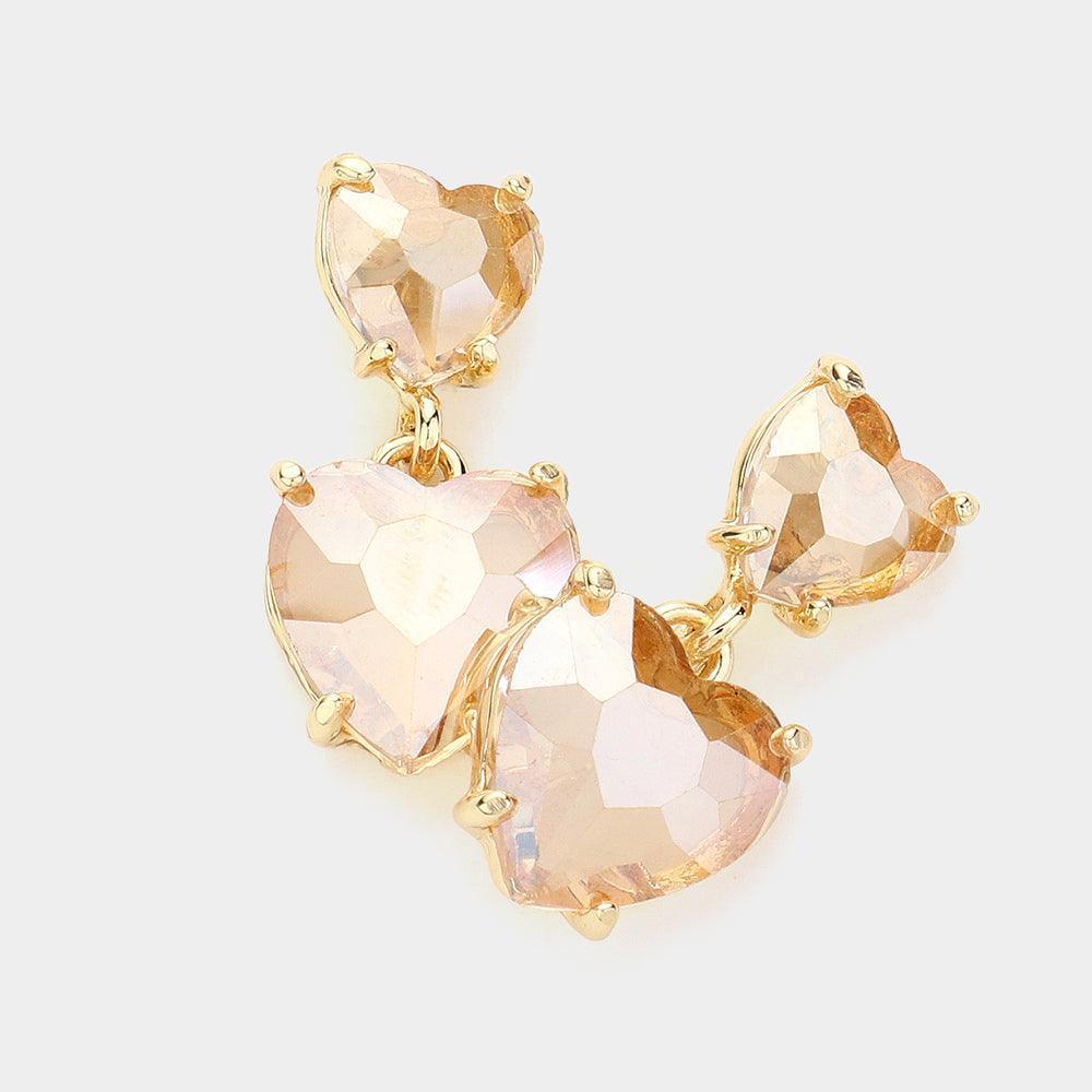 Heart Stone Cluster Dangle Earrings - Jewelry Store by Erik Rayo