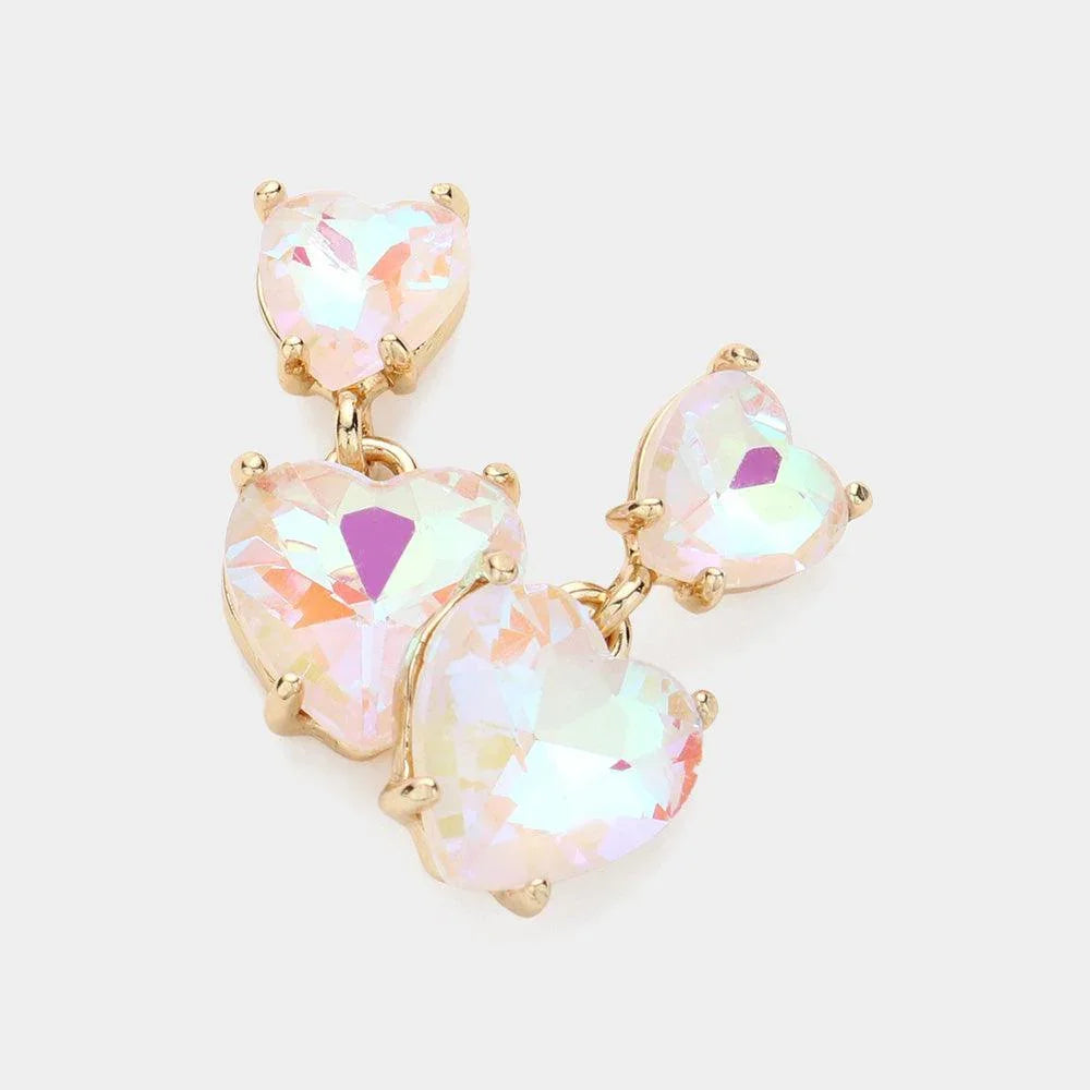 White Heart Stone Cluster Dangle Earrings - Jewelry Store by Erik Rayo