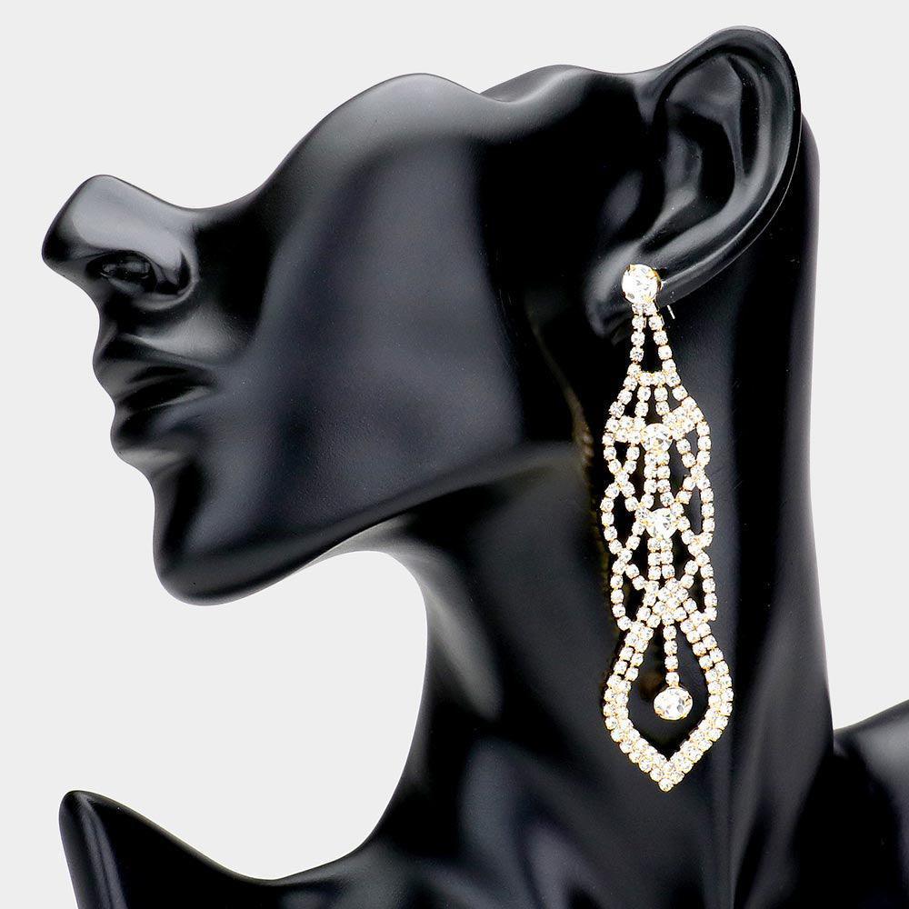 Gold Rhinestone Evening Earrings - Jewelry Store by Erik Rayo