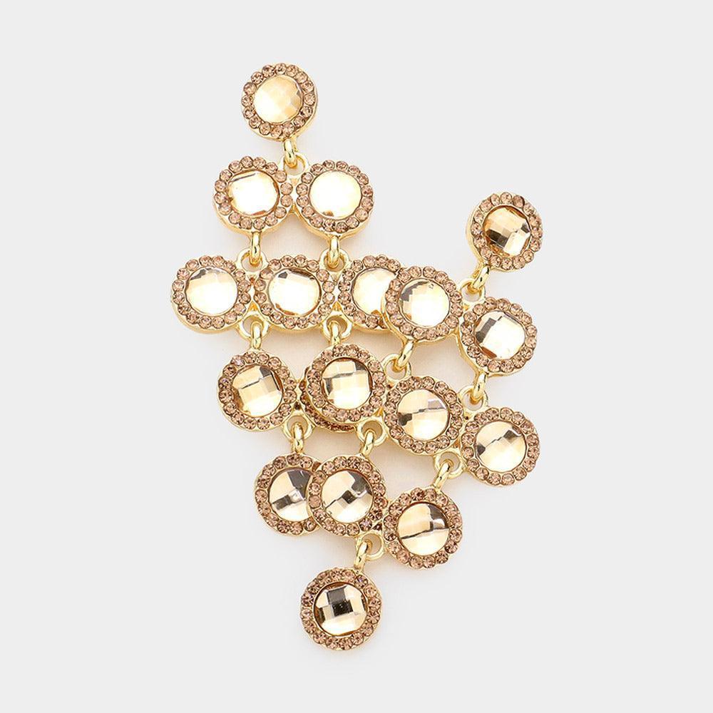 Round Stone Cluster Vine Dangle Evening Earrings - Jewelry Store by Erik Rayo