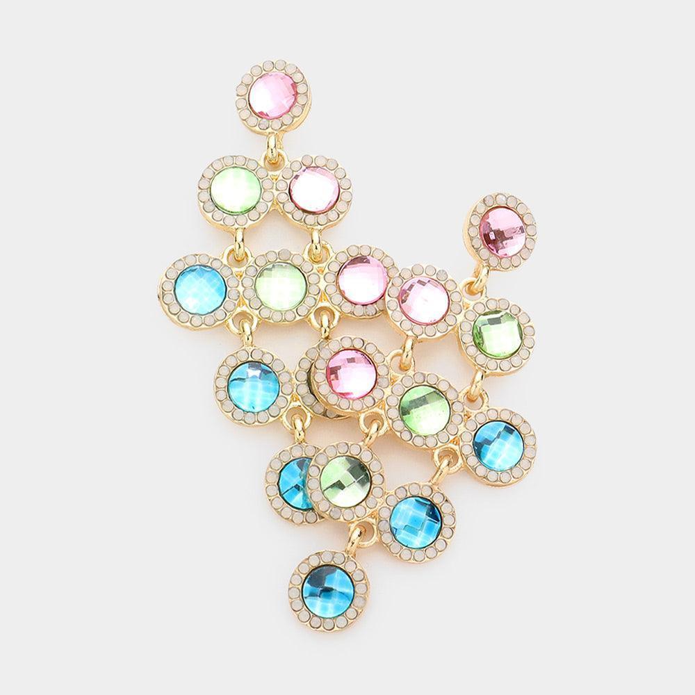Round Stone Cluster Vine Dangle Evening Earrings - Jewelry Store by Erik Rayo