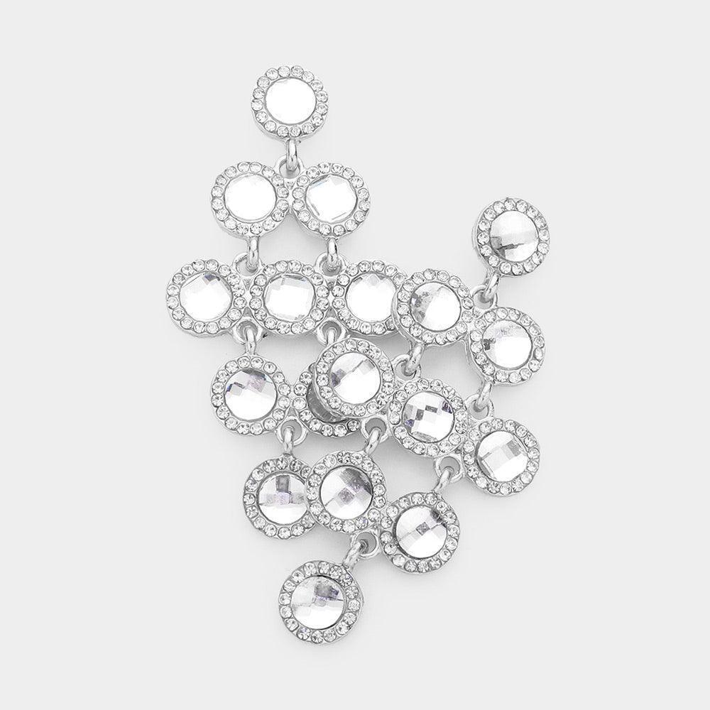 Round Stone Cluster Vine Dangle Evening Earrings - Jewelry Store by Erik Rayo