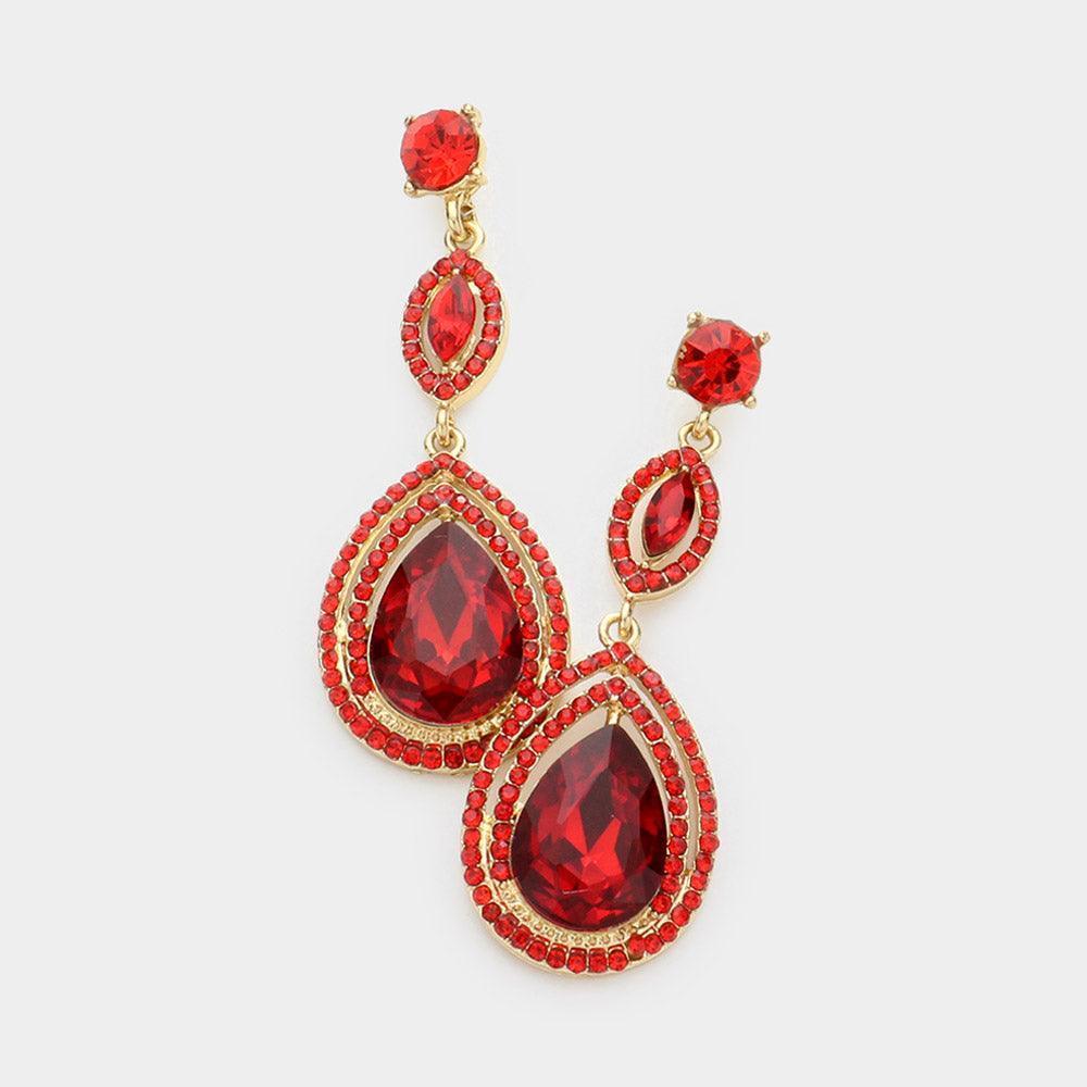 Glass Crystal Teardrop Evening Earrings - Jewelry Store by Erik Rayo