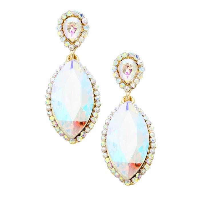 Gold Glass crystal marquise evening earrings - Jewelry Store by Erik Rayo