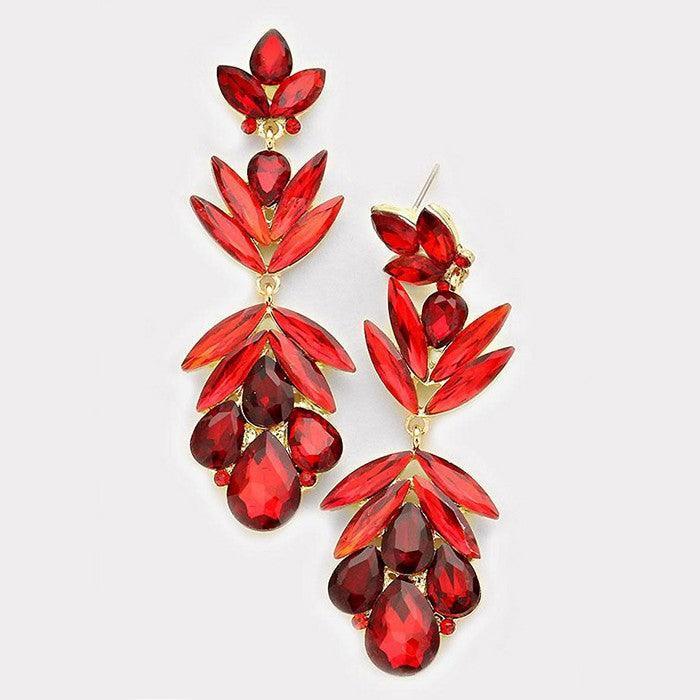 Gold Glass crystal petal statement evening earrings - Jewelry Store by Erik Rayo