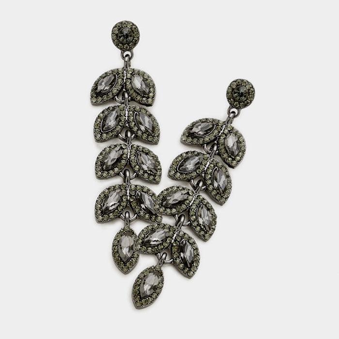 Black Marquise Stone Cluster Vine Dangle Evening Earrings - Jewelry Store by Erik Rayo