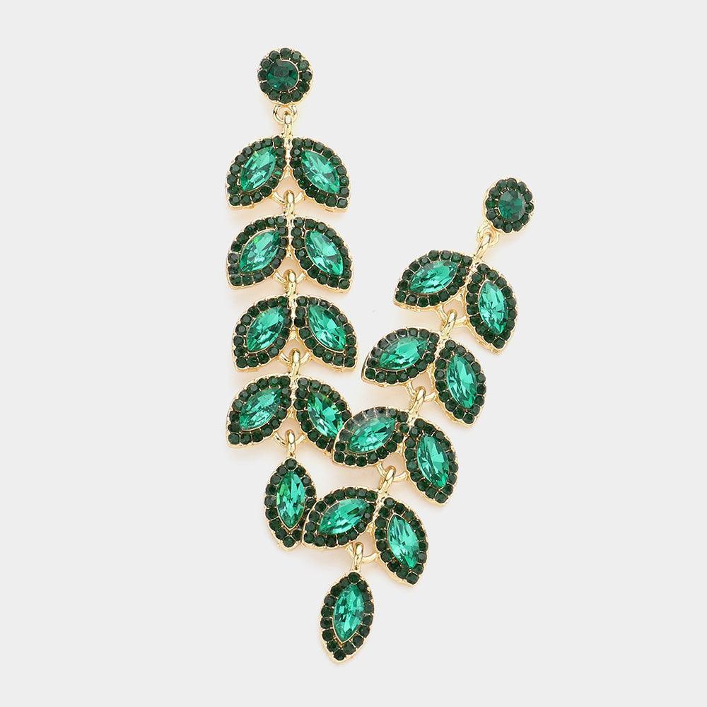 Marquise Stone Cluster Vine Dangle Evening Earrings - Jewelry Store by Erik Rayo