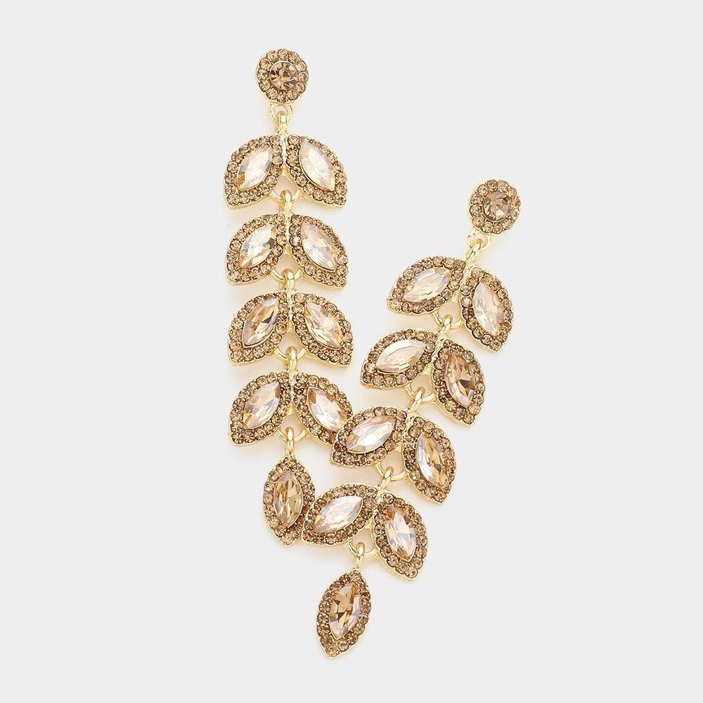 Marquise Stone Cluster Vine Dangle Evening Earrings - Jewelry Store by Erik Rayo