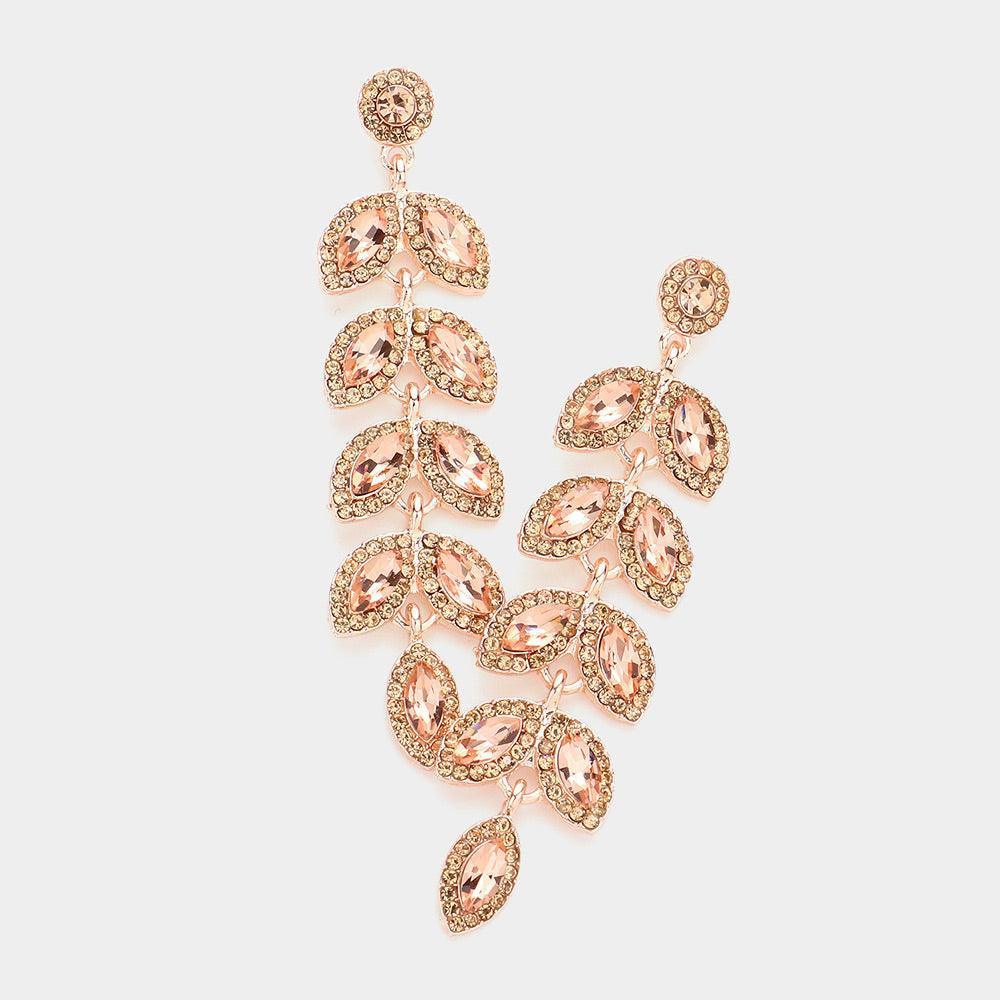 Marquise Stone Cluster Vine Dangle Evening Earrings - Jewelry Store by Erik Rayo
