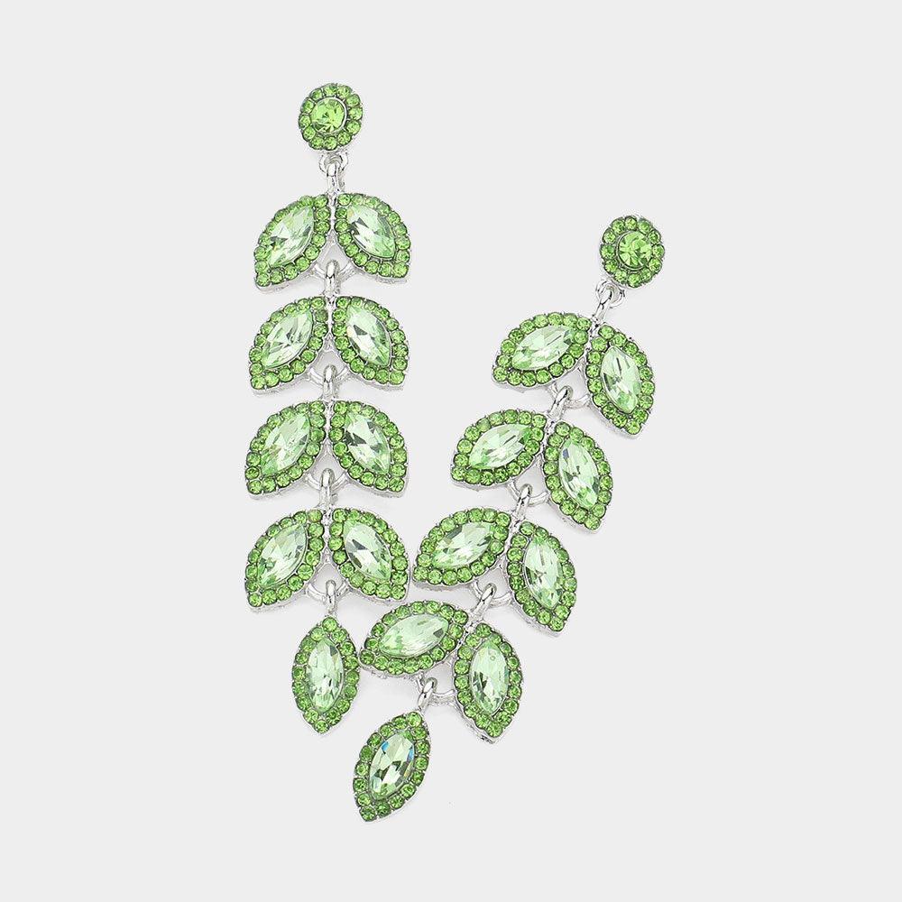 Silver Marquise Stone Cluster Vine Dangle Evening Earrings - Jewelry Store by Erik Rayo