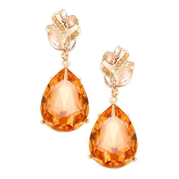 Rose Gold Glass crystal teardrop earrings - Jewelry Store by Erik Rayo