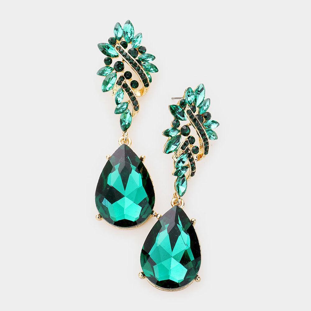 Marquise Stone Cluster Teardrop Dangle Evening Earrings - Jewelry Store by Erik Rayo