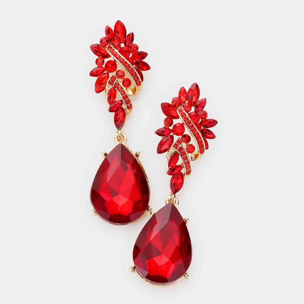Marquise Stone Cluster Teardrop Dangle Evening Earrings - Jewelry Store by Erik Rayo