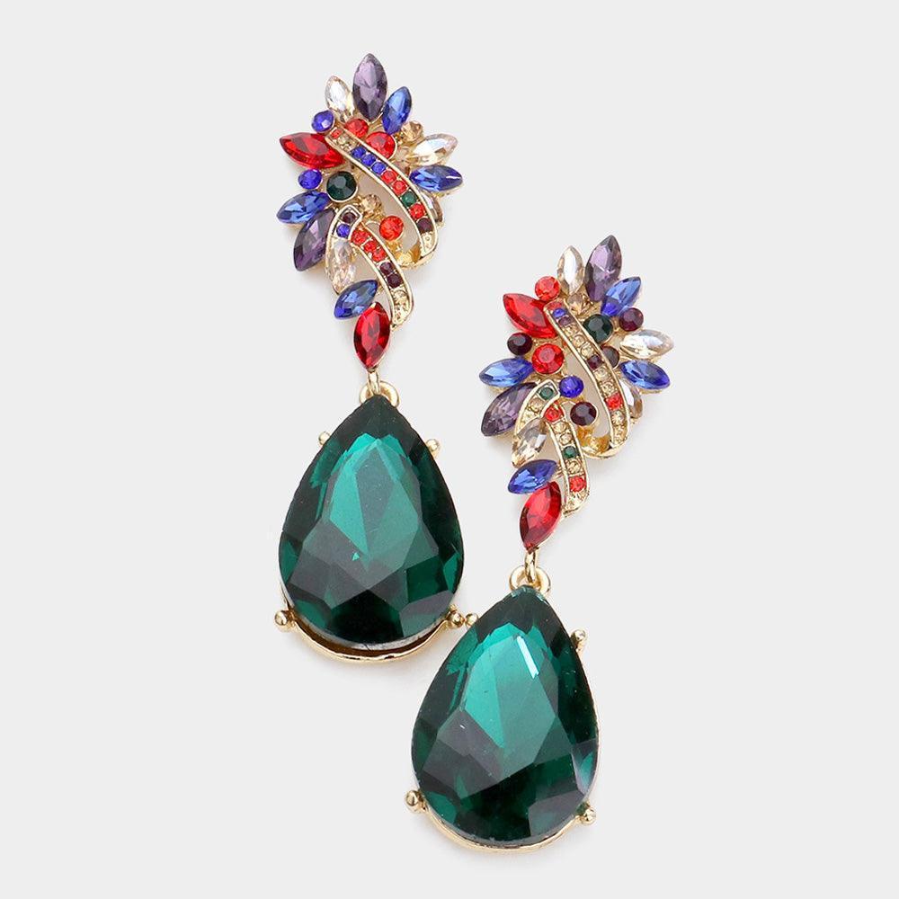Marquise Stone Cluster Teardrop Dangle Evening Earrings - Jewelry Store by Erik Rayo